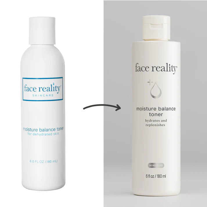 Two bottles of 'face reality' skincare products