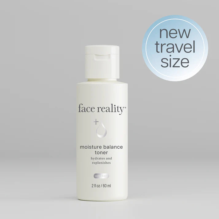 Face Reality moisture balance toner bottle with 'new travel size'