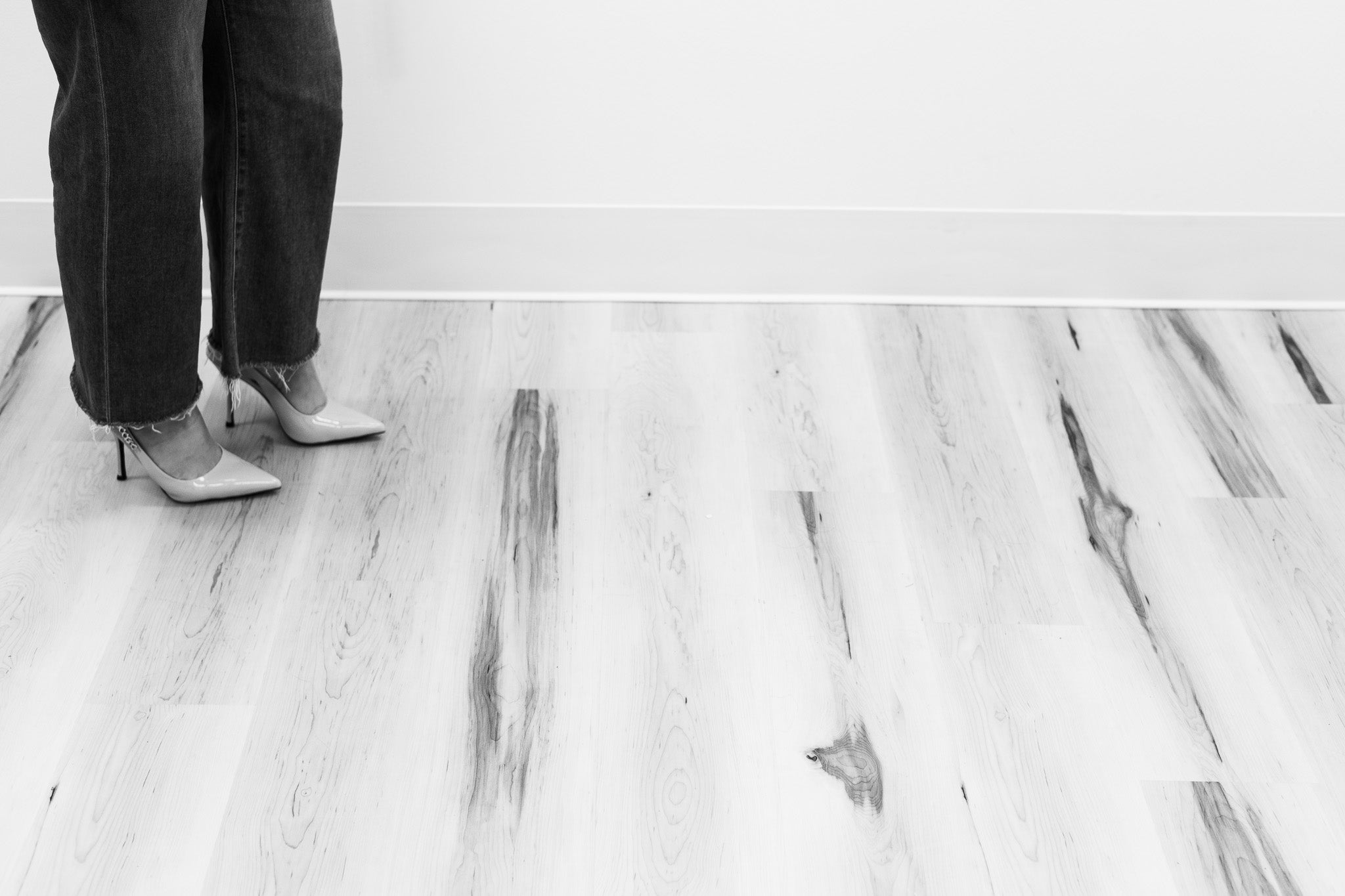 High heels on a wood floor